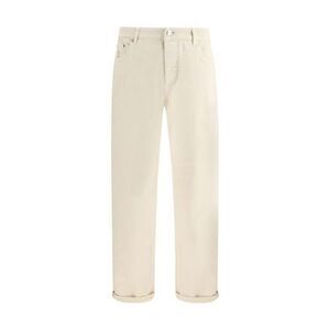Brunello Cucinelli Straight-Leg Cotton Jeans Men White Bottoms